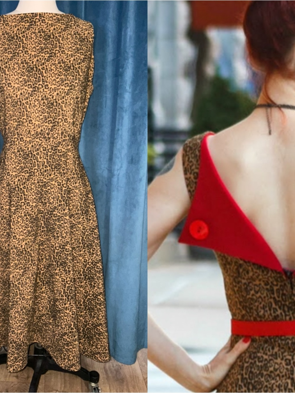 Leopard Print A-Line Dress by Bettie Page by Tatyana w Red Accent 4x